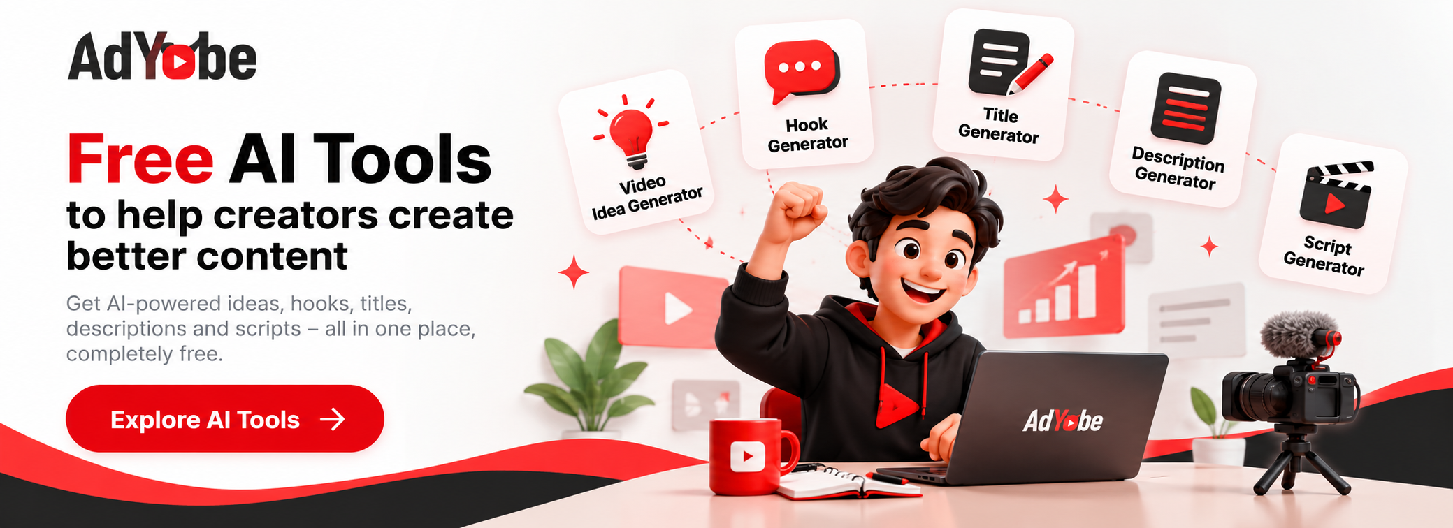 Free AI tools for creators: video ideas, hooks, titles, descriptions and scripts